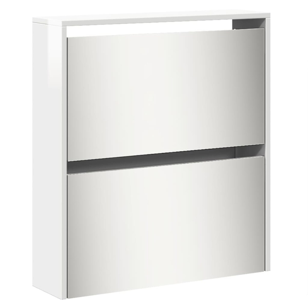 vidaXL Szafka na buty z lustrem, biała z połyskiem, 63x17x169,5 cm