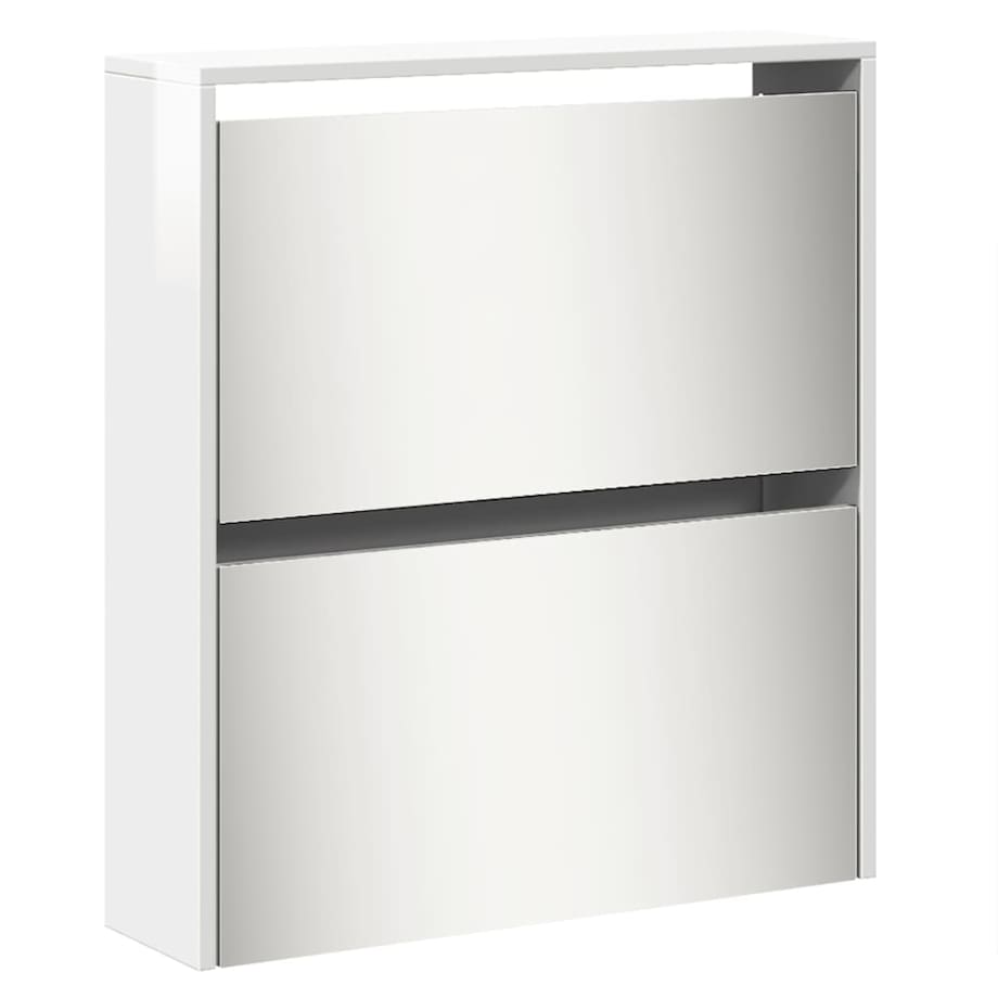 vidaXL Szafka na buty z lustrem, biała z połyskiem, 63x17x169,5 cm