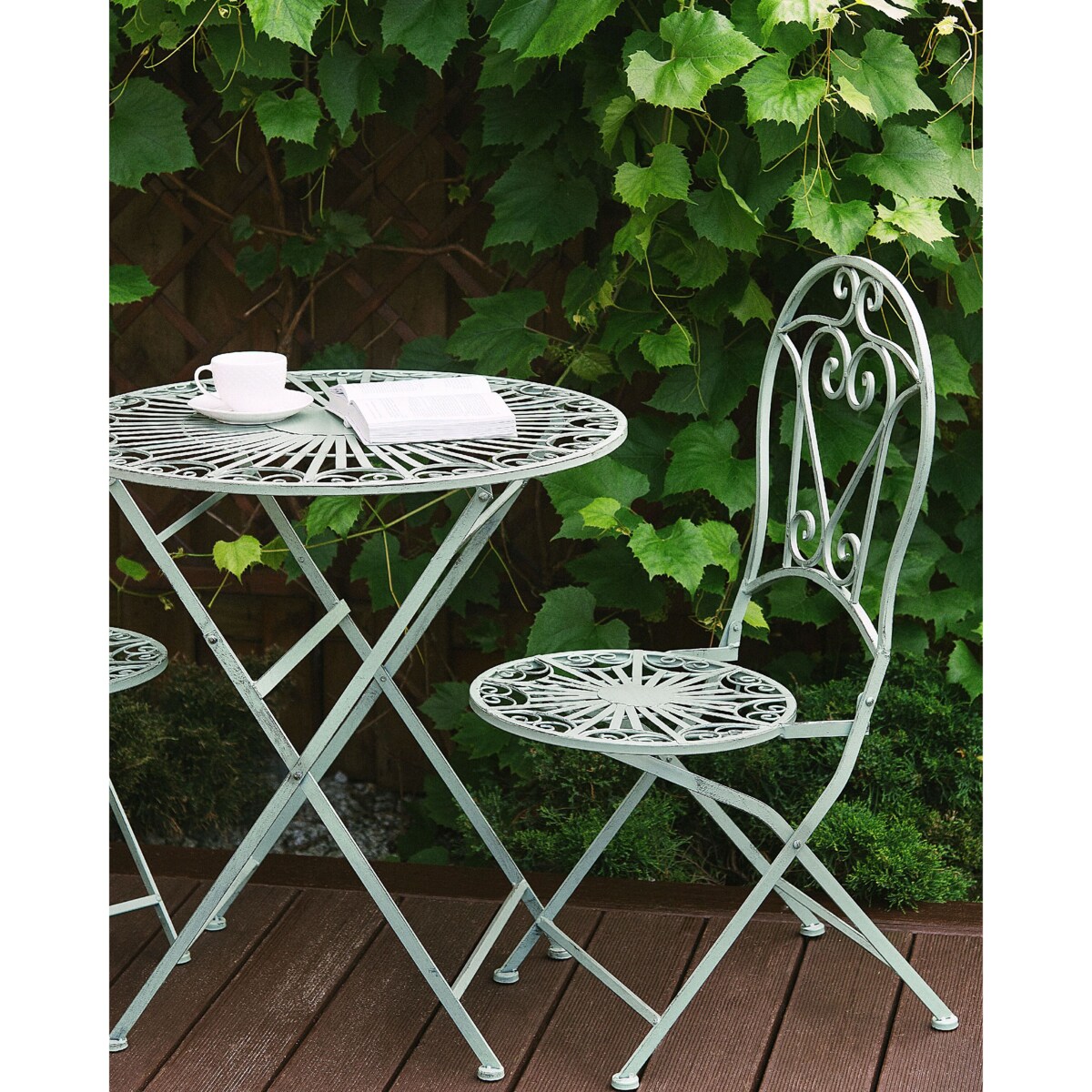 Zestaw 2 krzeseł ogrodowych metalowy zielony TRENTO