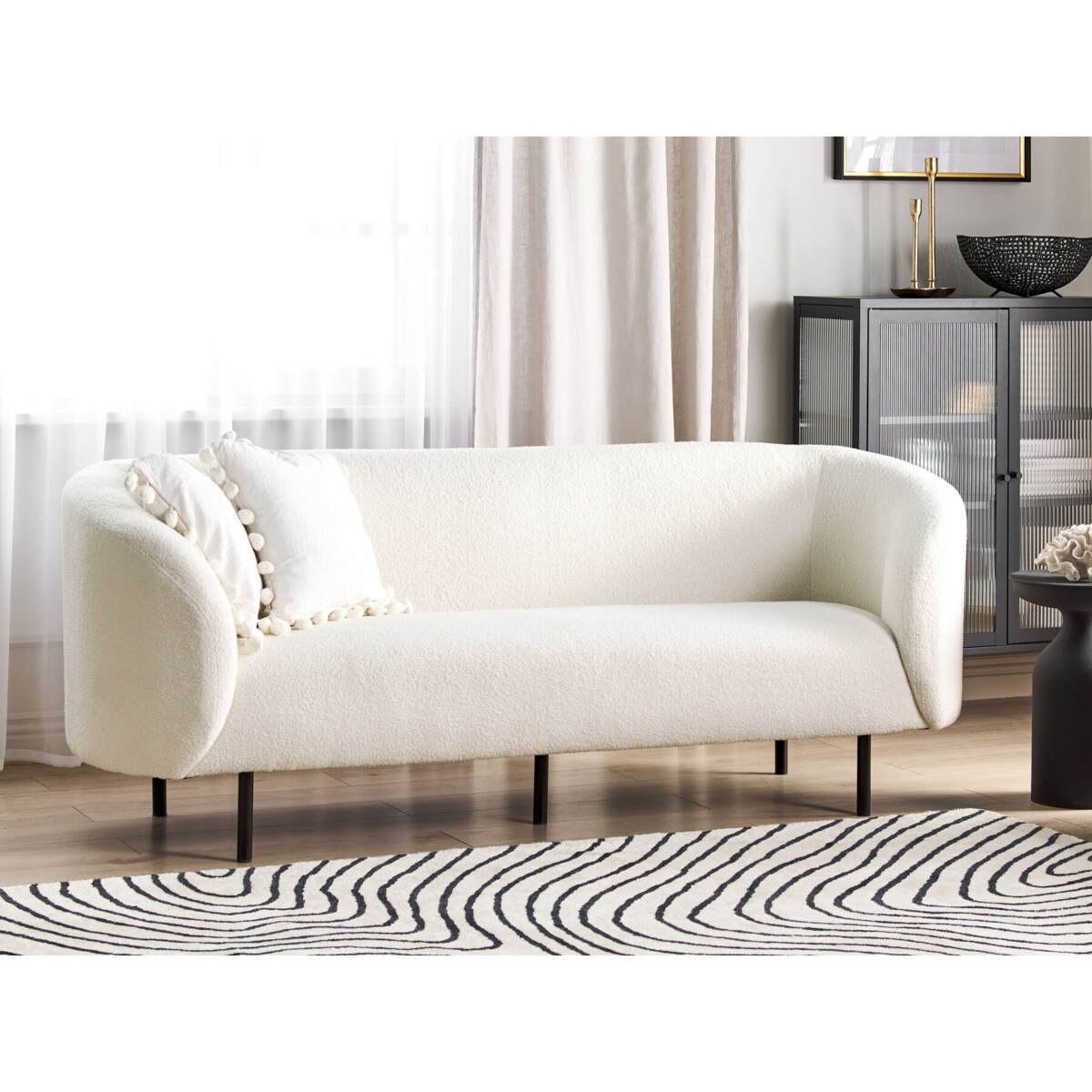 Sofa trzyosobowa boucle biało-czarna LOEN