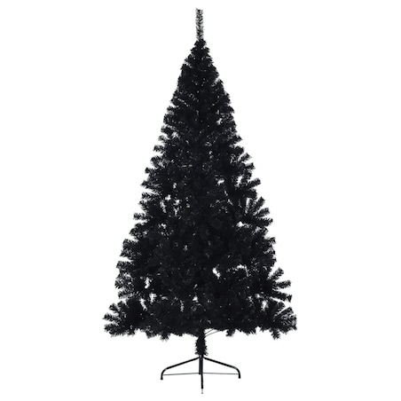vidaXL Sztuczna choinka połówka ze stojakiem, czarna, 240 cm, PVC