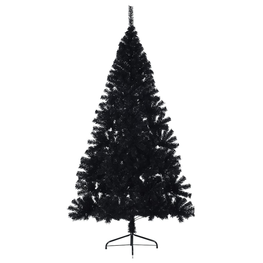 vidaXL Sztuczna choinka połówka ze stojakiem, czarna, 240 cm, PVC