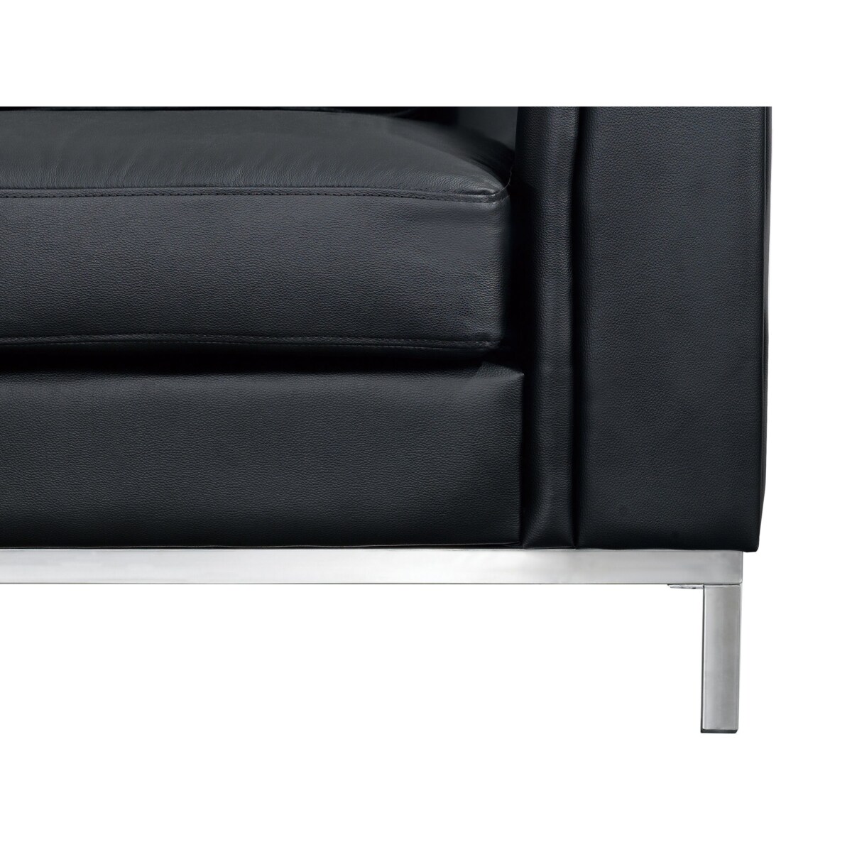 Narożnik z otomaną skórzany prawostronny czarny OSLO