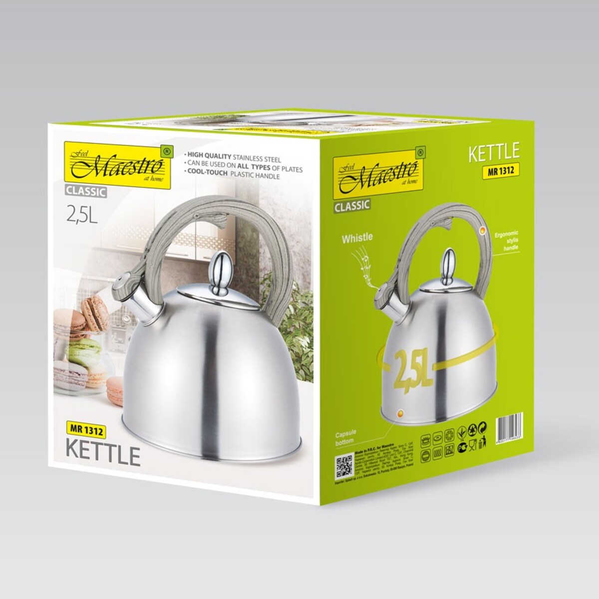 Maestro czajnik stalowy 2.5l satyna MR1312