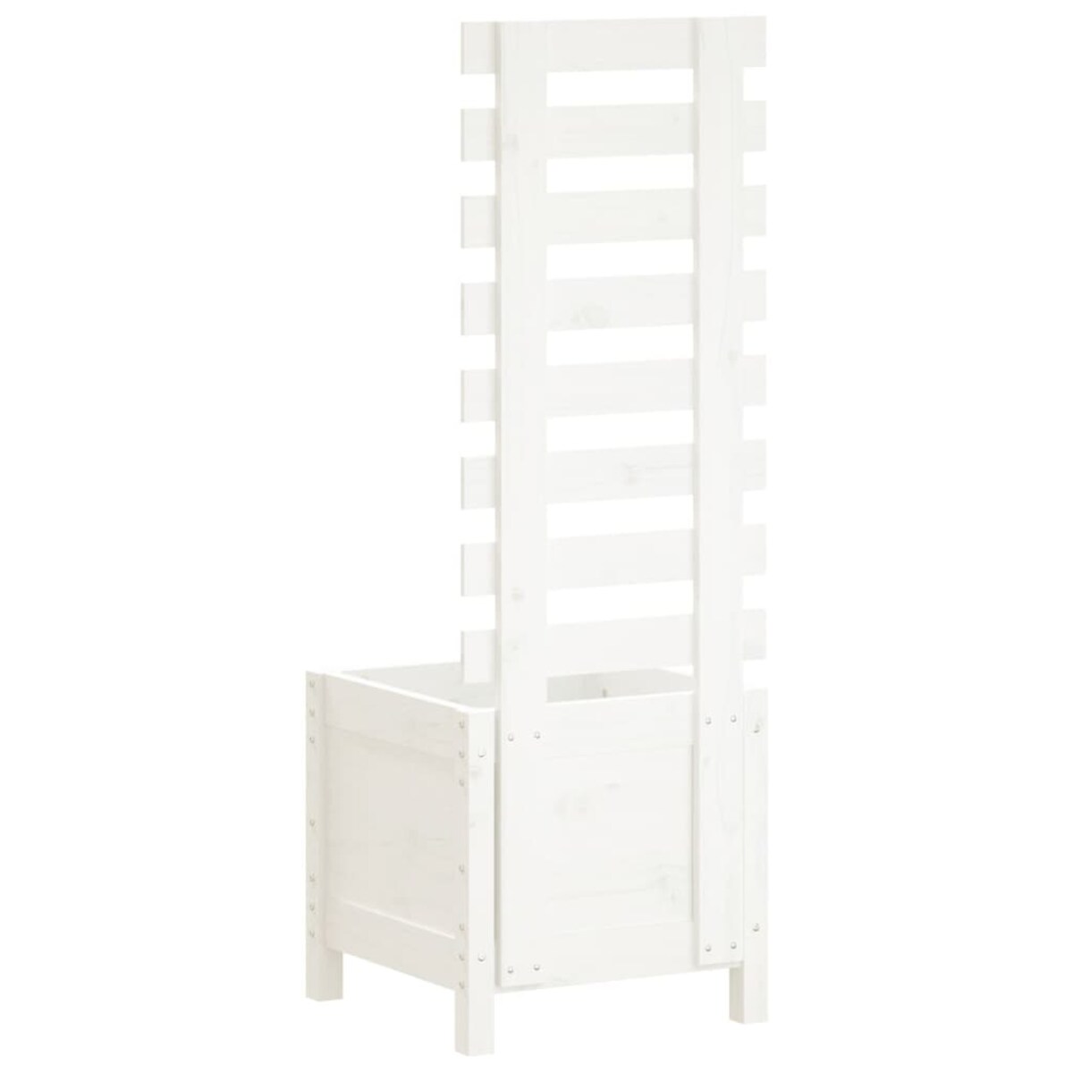 vidaXL Donica ogrodowa z trejażem, biała, 39x39,5x114 cm, lita sosna