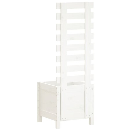 vidaXL Donica ogrodowa z trejażem, biała, 39x39,5x114 cm, lita sosna