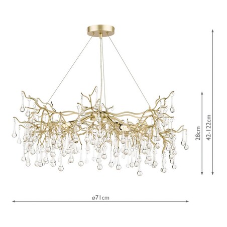 Wiszący żyrandol gałęzie Willow LA3756144-Q Laura Ashley krople przezroczysty złoty