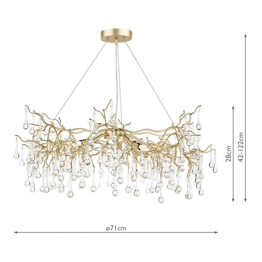 Wiszący żyrandol gałęzie Willow LA3756144-Q Laura Ashley krople przezroczysty złoty