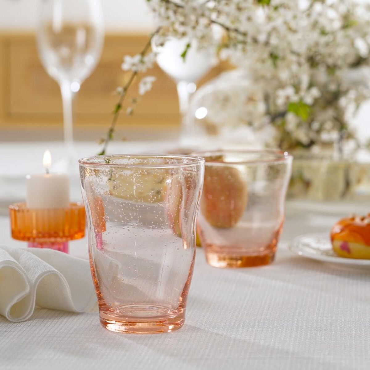 VILLA ITALIA Szklanka różowa 300 ml PERLATO