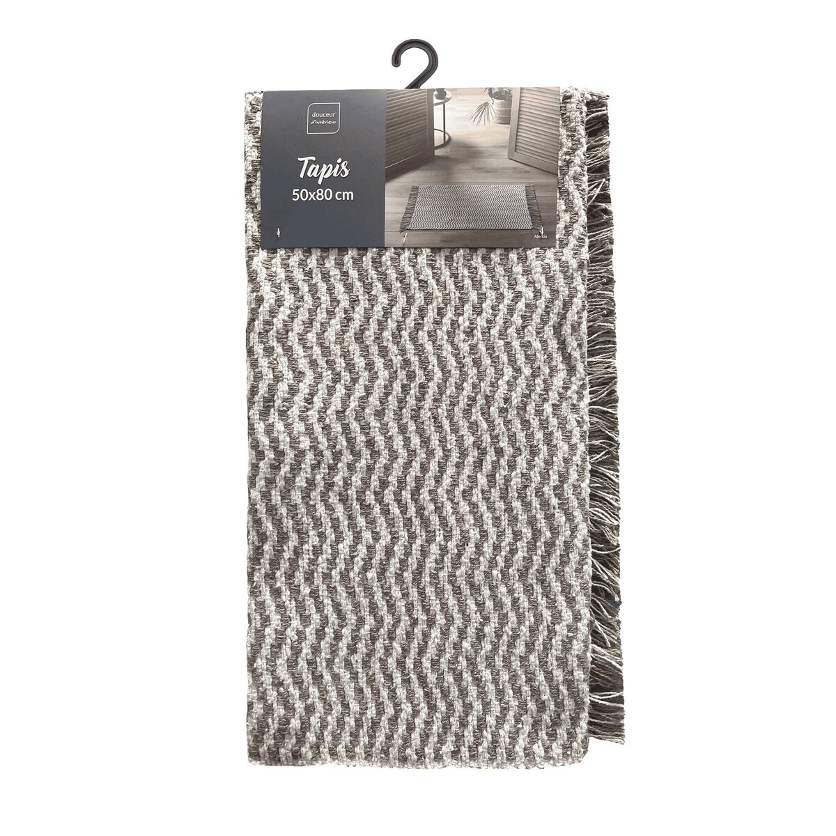 Pleciony dywanik z frędzlami ALESSIA, 50 x 80 cm