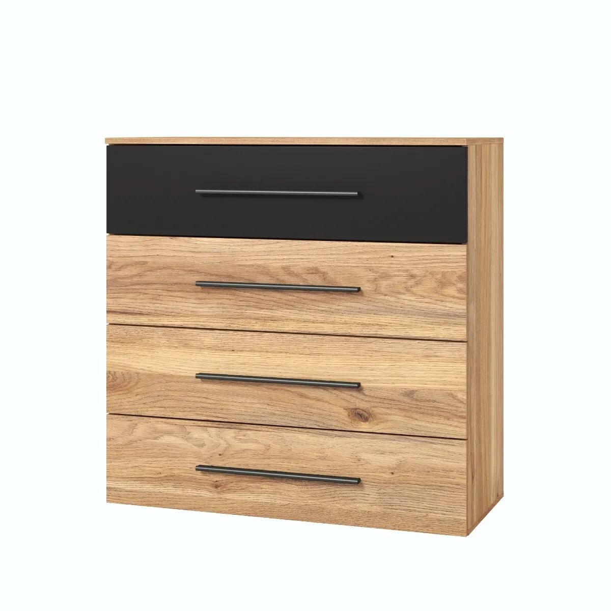 Komoda BETA 4S 91cm dąb muavella/czarna