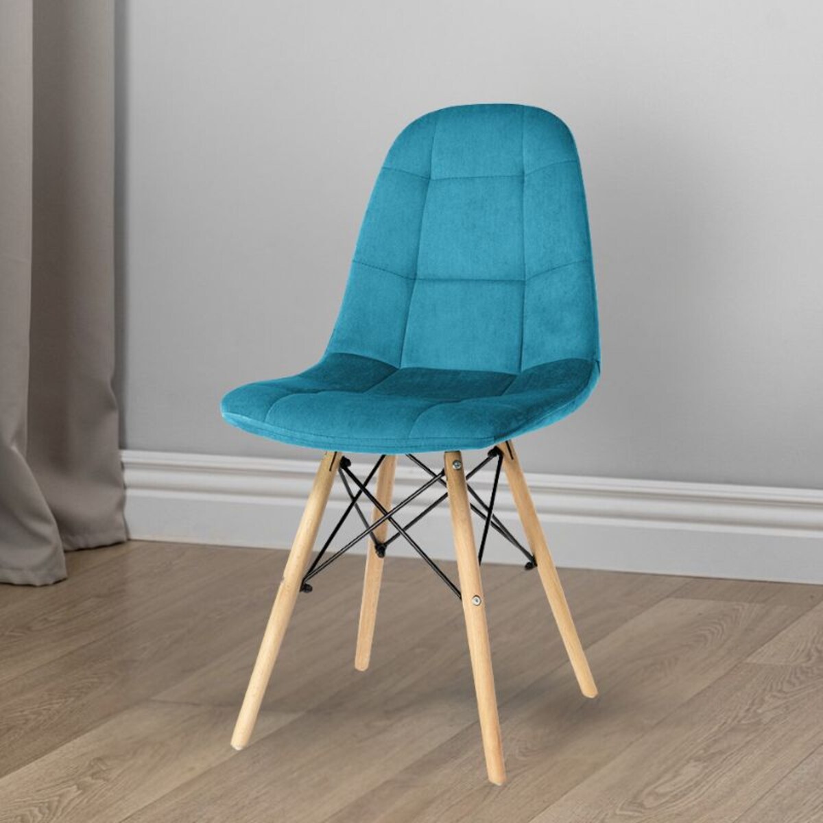 Krzesło Tapicerowane Welurowe Do Jadalni Salonu Pikowane Skandynawskie