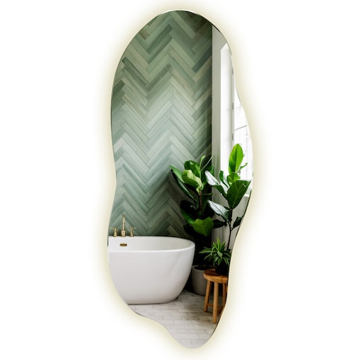 Lustro LED o płynnym kształcie, 40x90 cm, neutralne światło