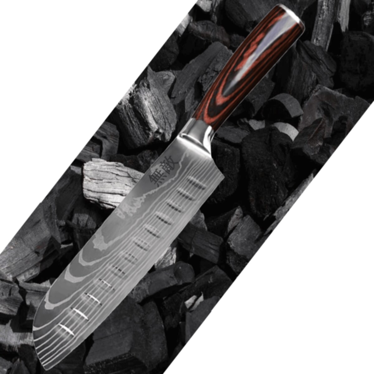 Profesjonalny nóż Santoku Muteki w pudełku prezentowym Stal wysokowęglowa