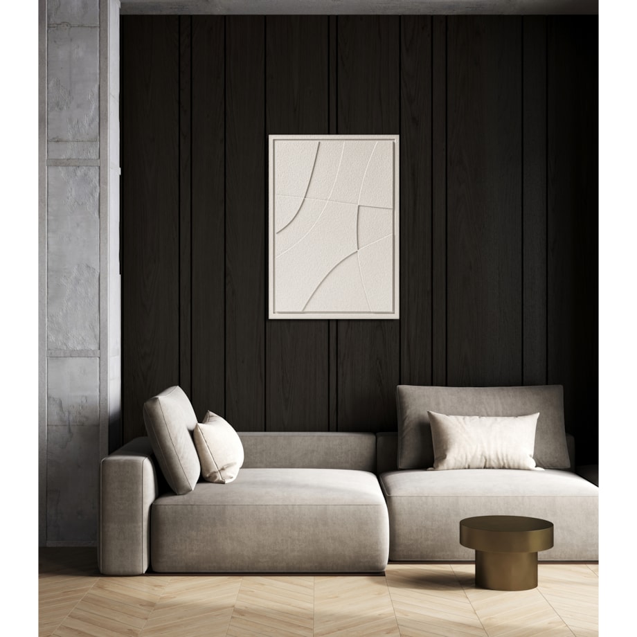 Obraz 3D 50x70cm Abstract II – Dekoracja Ścienna z Tynku Naturalnego, Natural Cream Minimalistyczny Relief