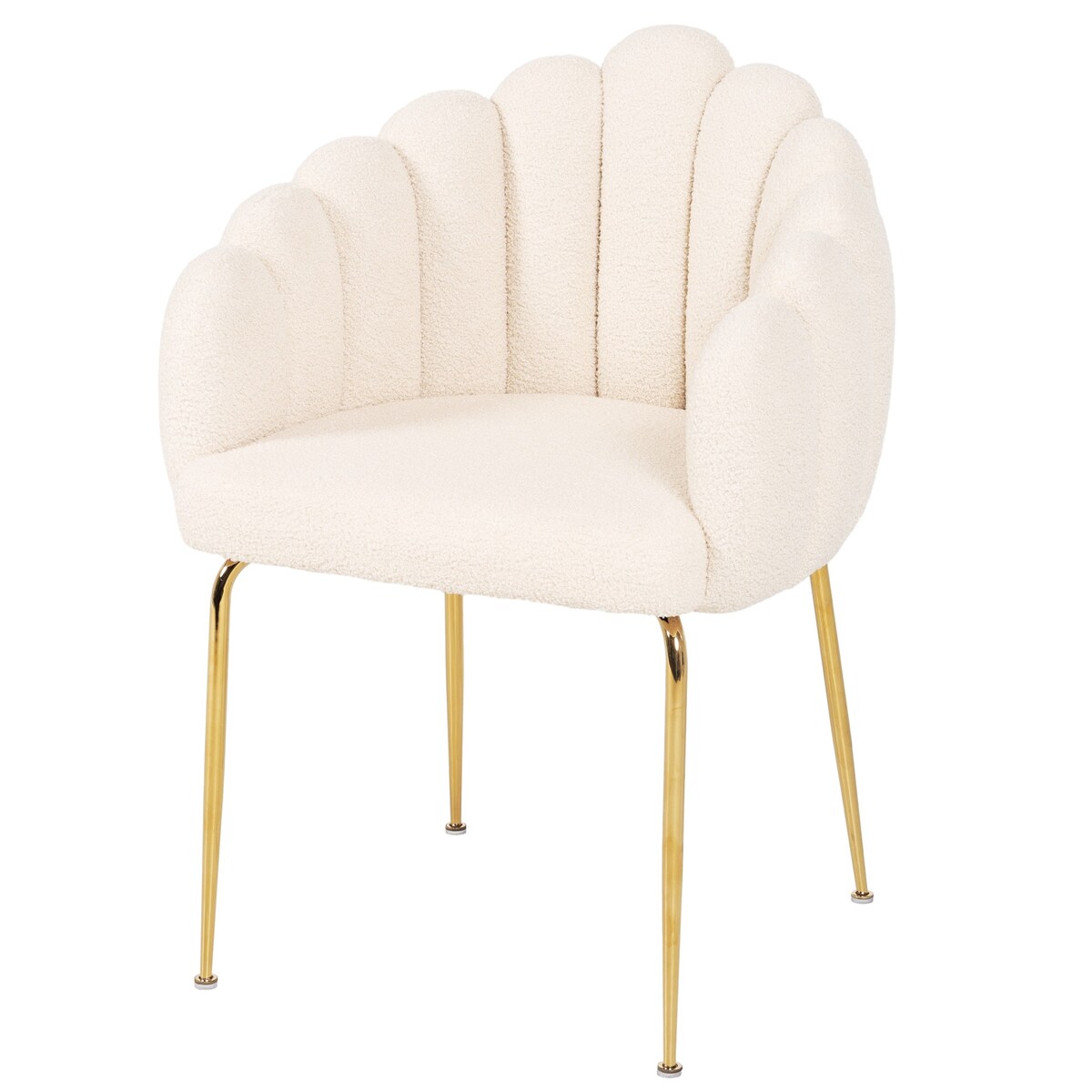 Krzesło tapicerowane FOGIA baranek BOUCLE białe