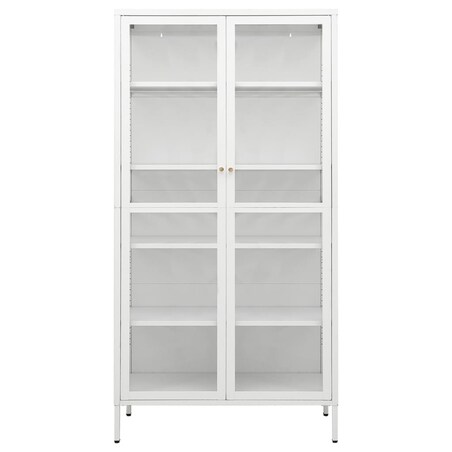 vidaXL Witryna, biała, 90x40x180 cm, stal i hartowane szkło