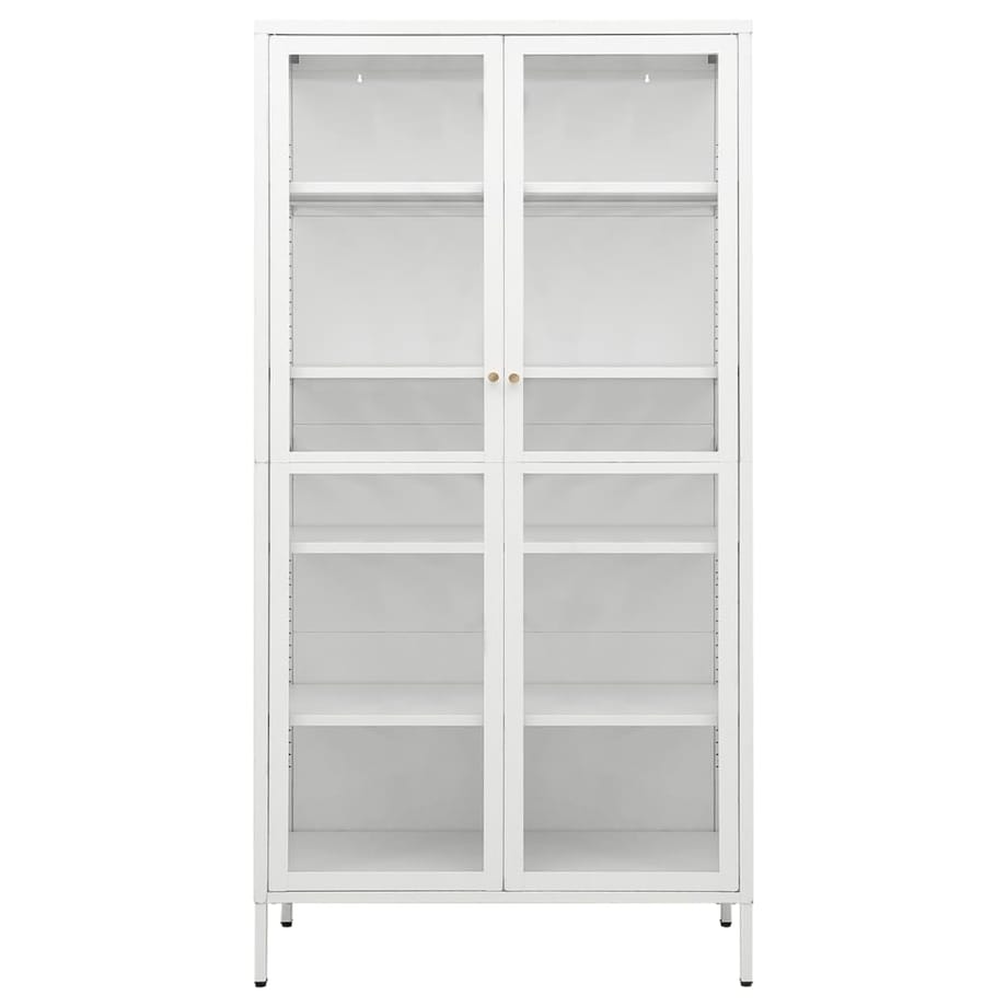 vidaXL Witryna, biała, 90x40x180 cm, stal i hartowane szkło