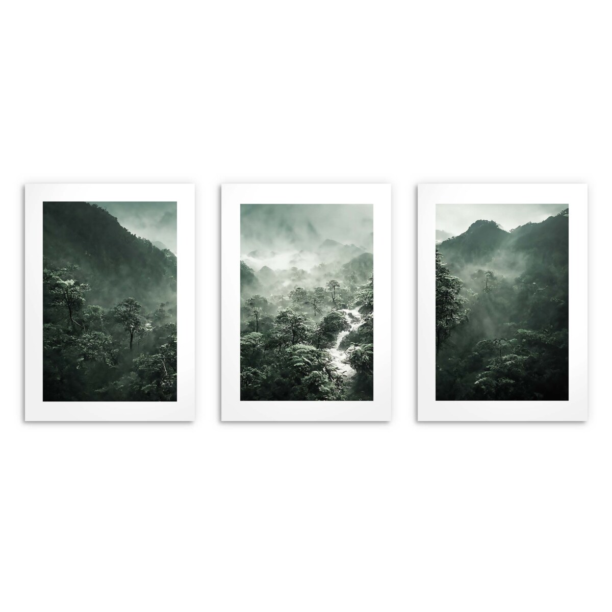 Plakaty w Zieleni Obrazy na ścianę Las we mgle Zestaw 30x40 do sypialni