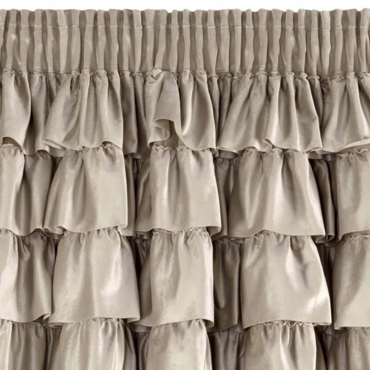 Zasłona WELUROWA Gotowa na TAŚMIE z FALBANAMI Aura 140 x 270 BEŻOWA