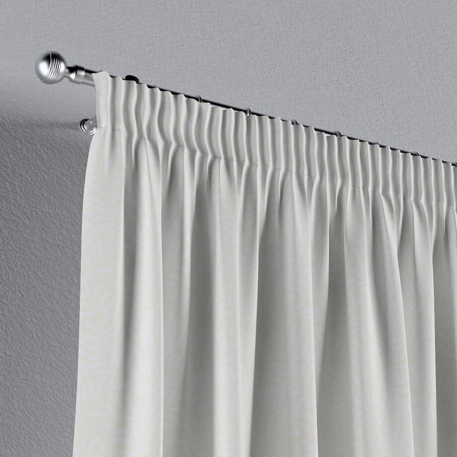 Zasłona na taśmie marszczącej 1 szt. 130x245 śmietankowa biel, listki