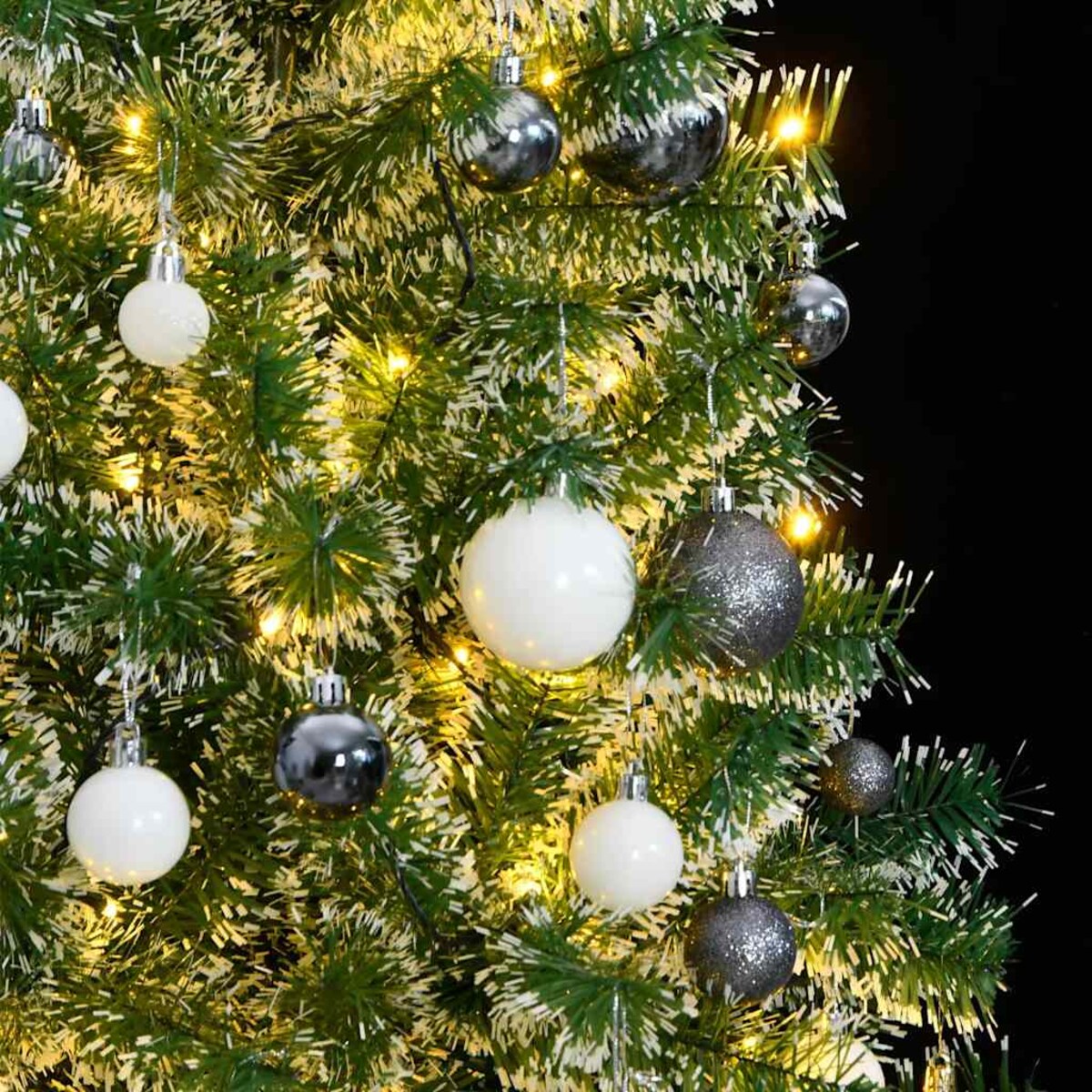 vidaXL Sztuczna choinka z 300 LED, bombkami i śniegiem, 210 cm