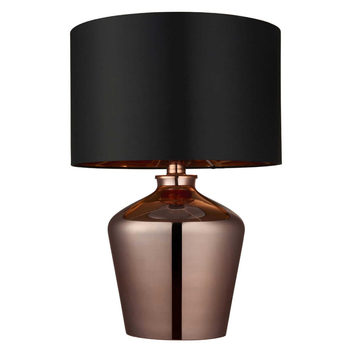 Abażurowa lampka nocna Waldorf 61149 Endon do sypialni czarna miedziana