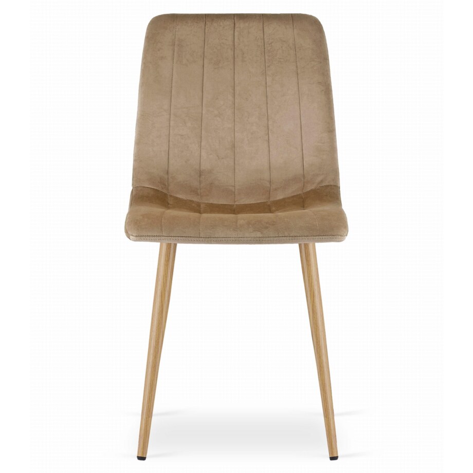 Krzesło Do Jadalni Kuchni Salonu Lava - Brązowy Aksamit / Nogi Kolor Drewna X 3