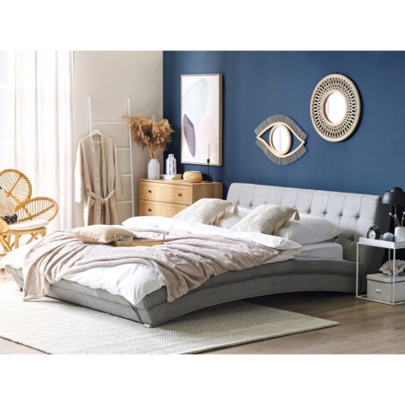 Łóżko tapicerowane 180 x 200 cm szare LILLE