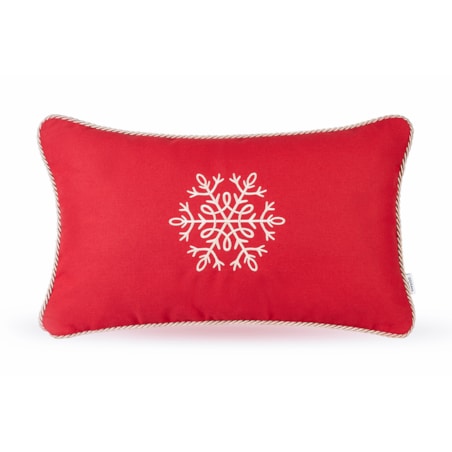 Czerwona poduszka zimowa Snowflake I 50 x 30 cm