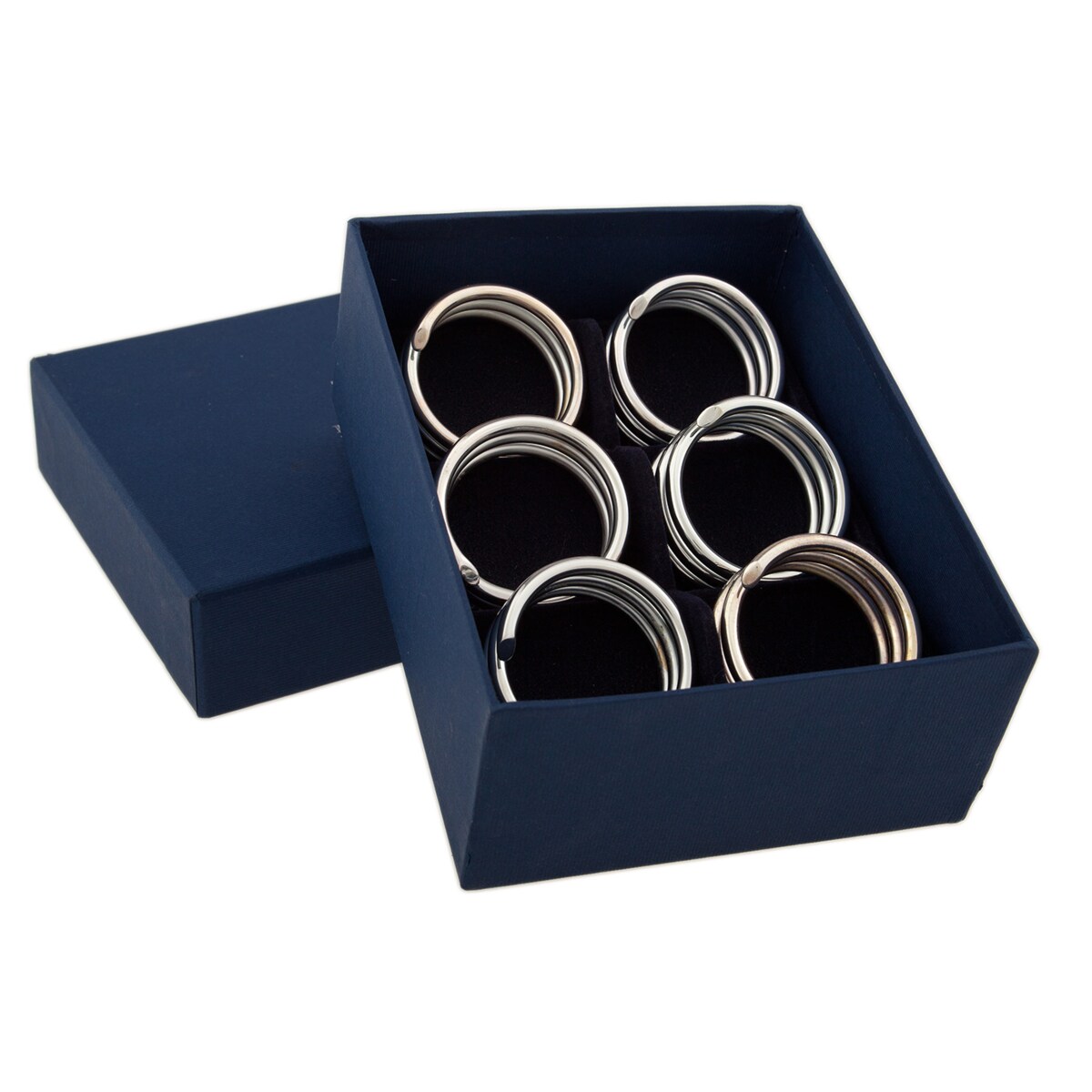 Komplet posrebrzanych, spiralnych obrączkek do serwetek - 3 zwoje - 6 szt.