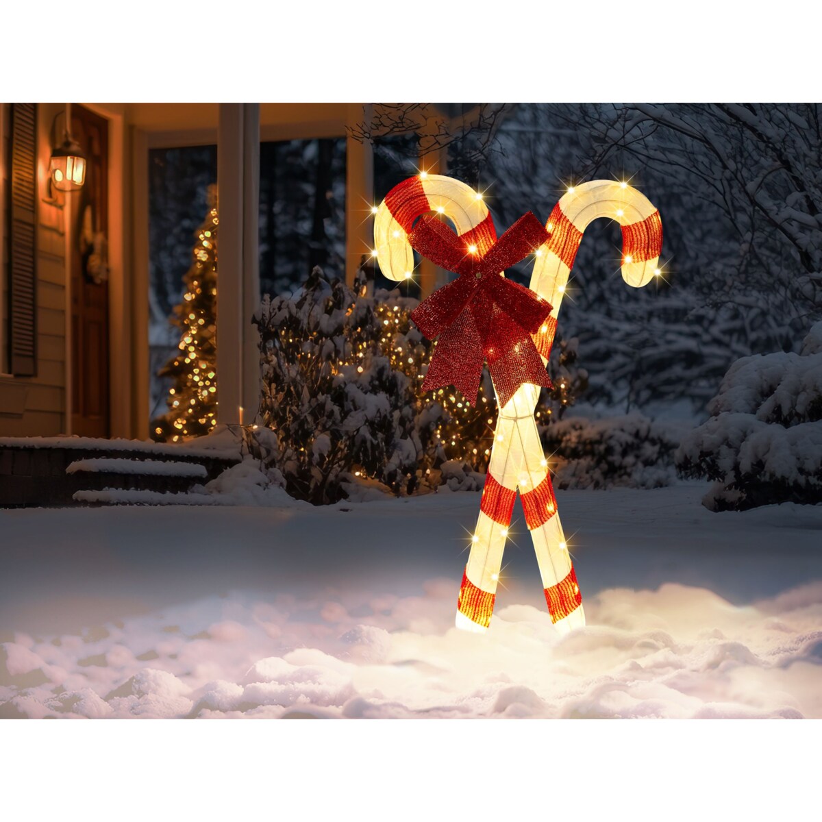 Dekoracja ogrodowa LED laski cukrowe 90 cm czerwony z białym OLASVIK