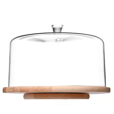 Patera Obrotowa Drewniana z Kloszem Pokrywą Krosno 33 cm Duża Elegancka