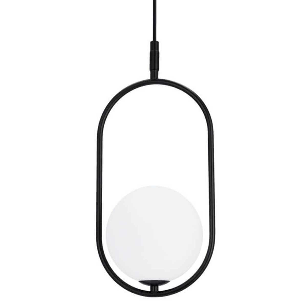 Czarna lampa wisząca Cordel szklana kula frame do sypialni