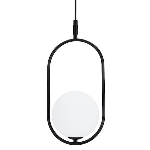 Czarna lampa wisząca Cordel szklana kula frame do sypialni