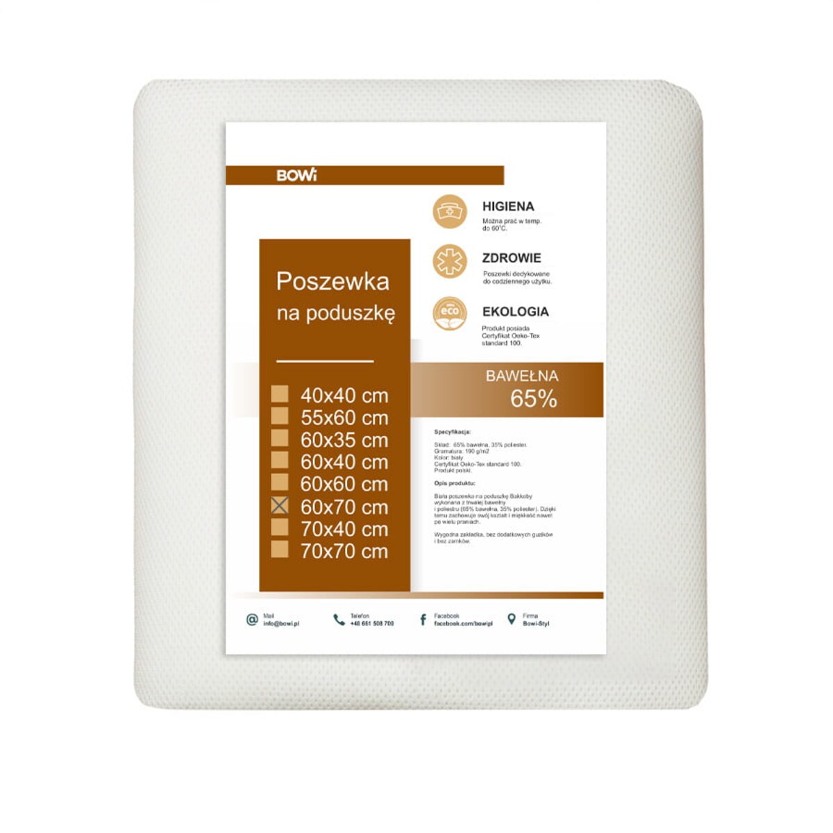 Poszewka bawełniana Bakkeby 60x70 cm biała