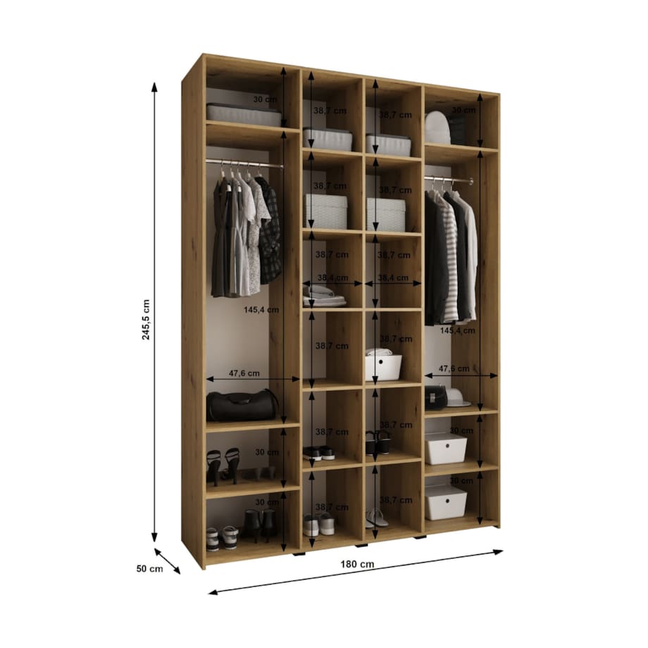 Szafa czterodrzwiowa Como 4 180 gł.50 biały+czarny