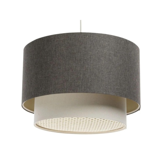 Lampa wisząca ERUTAN DOUBLE RATTAN 40 szara/kremowa