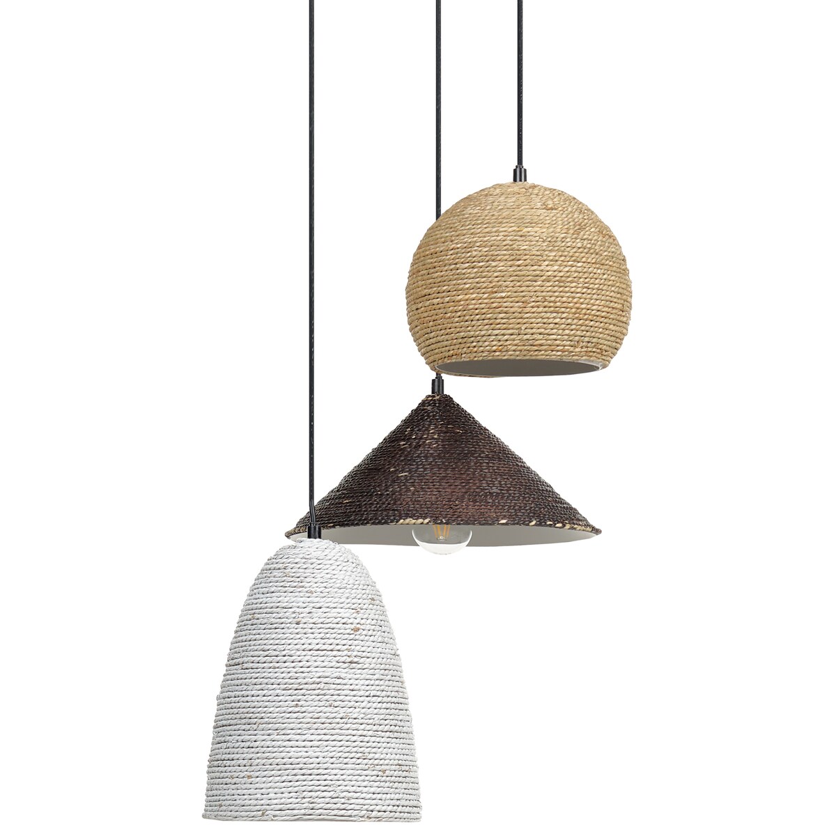 Lampa wisząca ENDRICK Plecionka Naturalny Biały Brązowy