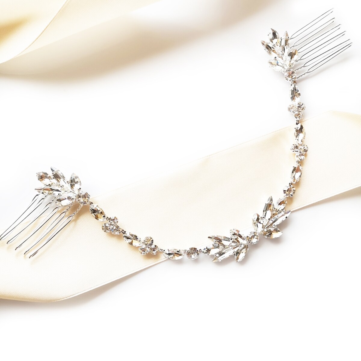 Ozdoba do włosów srebrna - podwójny grzebyk