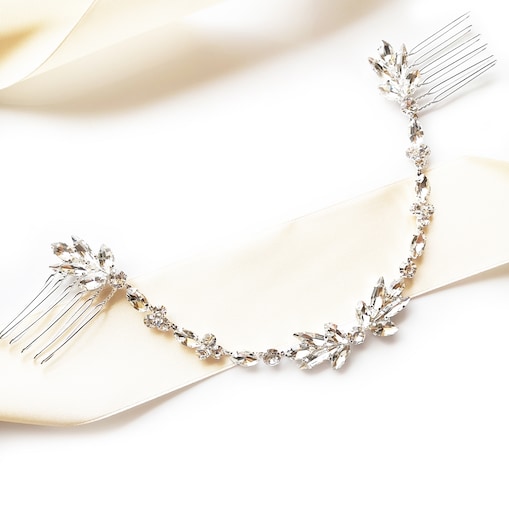 Ozdoba do włosów srebrna - podwójny grzebyk