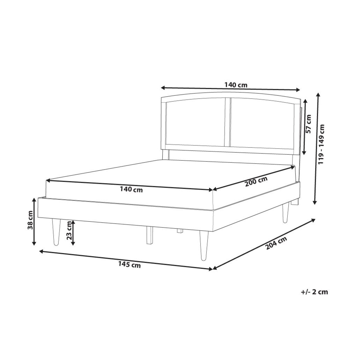 Łóżko LED Rattan VARZY 140 x 200 cm Brązowy