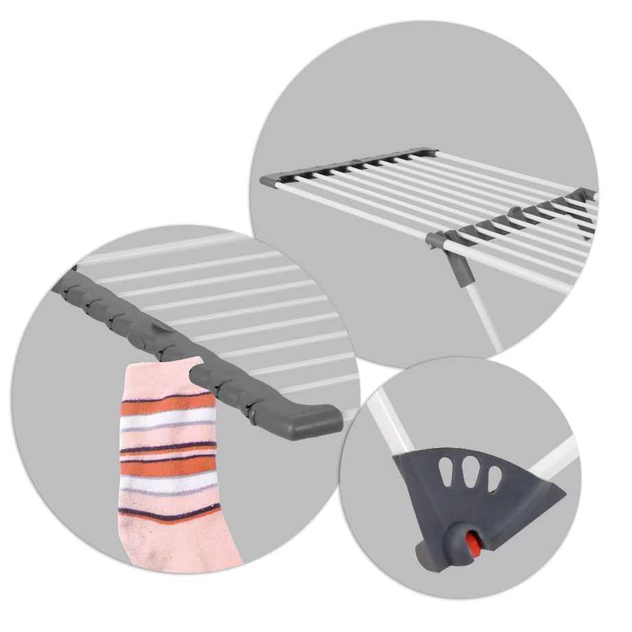 Suszarka na pranie do ubrań bielizny stojąca teleskopowa 20m Massido Ursula biała