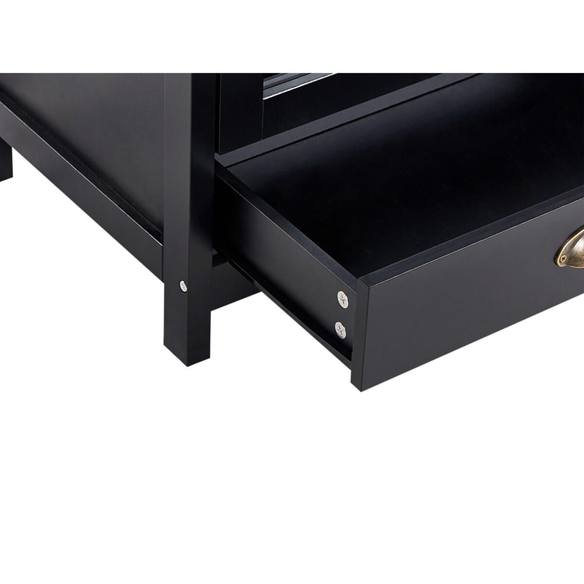 Szafka z półką na wino ze szklaną gablotą czarna CERES