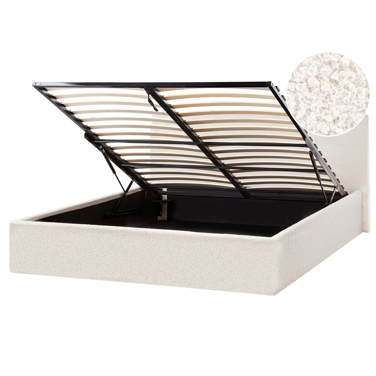 Łóżko z pojemnikiem Boucle ORBEY 160 x 200 cm Złamana biel