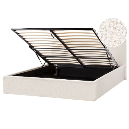 Łóżko z pojemnikiem Boucle ORBEY 160 x 200 cm Złamana biel