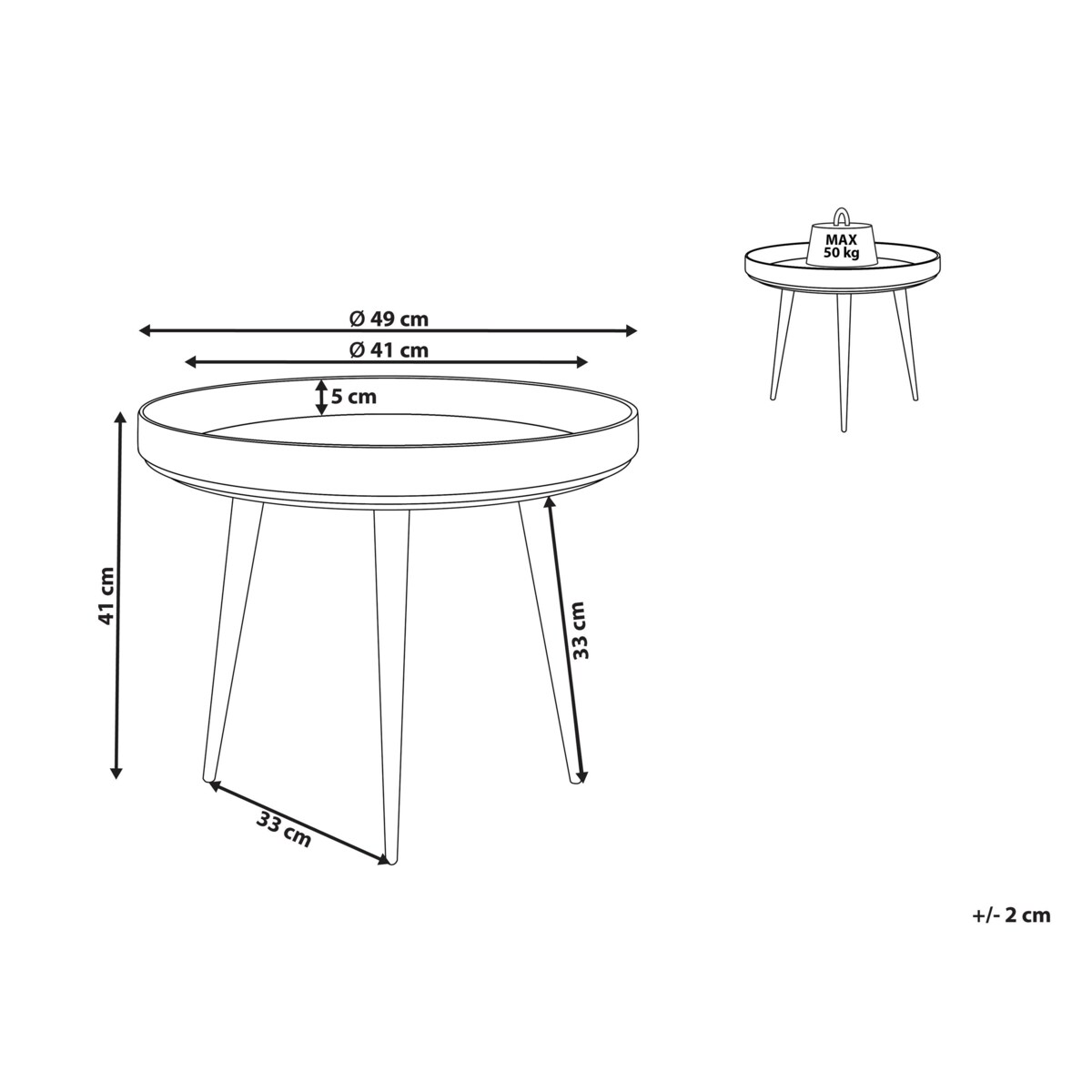 Stolik kawowy drewno mango jasne z czarnym EDNA