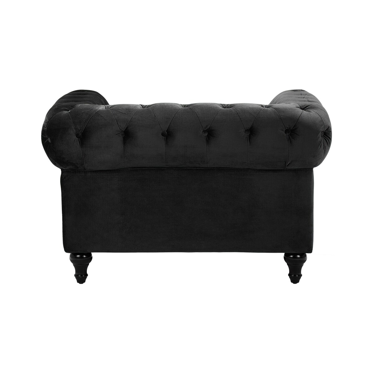 Fotel welurowy czarny CHESTERFIELD