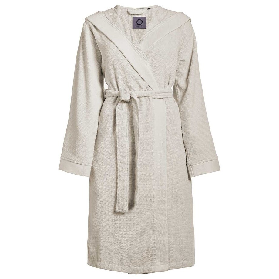 Szlafrok kąpielowy damski lub męski w kolorze kremowym, miękki i ciepły szlafrok z bawełny frotte, Essenza, rozmiar L