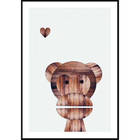 Poster Story, Plakat, Obraz - Drewniana Małpka, wymiary 42 x 60 cm